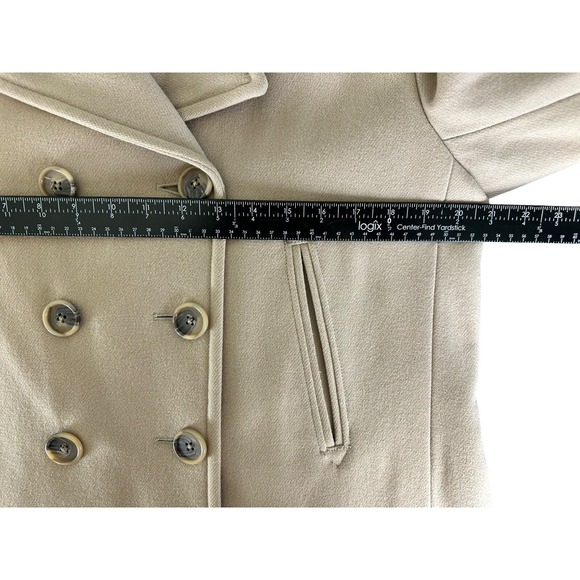 J Crew Wool Blend Double Breasted Peacoat Thinsulate Lining Tan M Neutral Mature - Picture 6 of 7